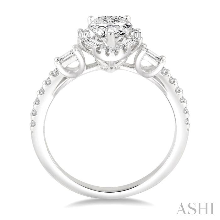 ASHI Pear Shape Halo Diamond Engagement Ring 257C1PPFVWG-LE