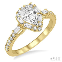 ASHI Pear Shape Semi-Mount Halo Diamond Engagement Ring 257C3PPFGYW-SM