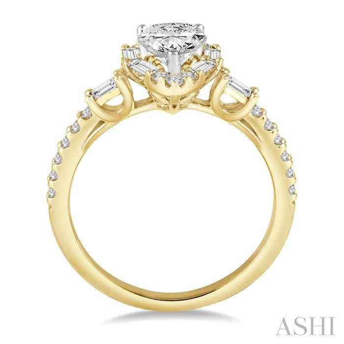 ASHI Pear Shape Semi-Mount Halo Diamond Engagement Ring 257C3PPFGYW-SM