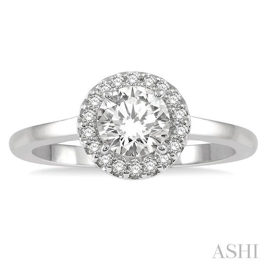 ASHI Round Shape Halo Diamond Engagement Ring 257L3PPFHWG-LE