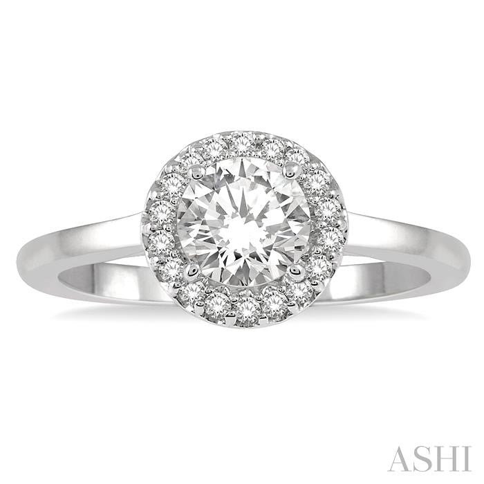 ASHI Round Shape Halo Diamond Engagement Ring 257L5PPFHWG-LE
