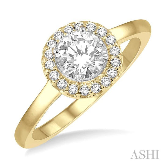 ASHI Round Shape Halo Diamond Engagement Ring 257L5PPFHYW-LE