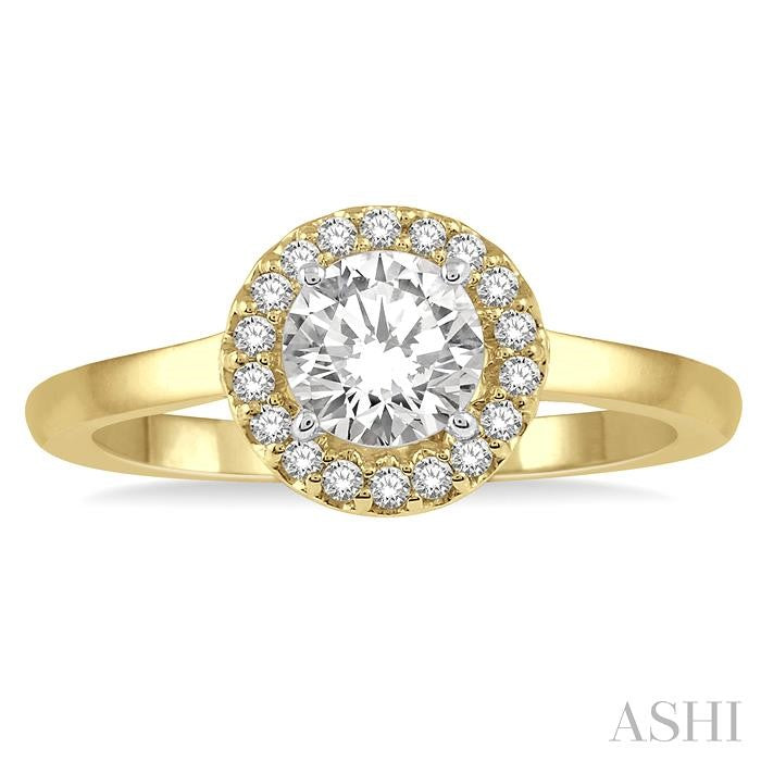 ASHI Round Shape Halo Diamond Engagement Ring 257L5PPFHYW-LE