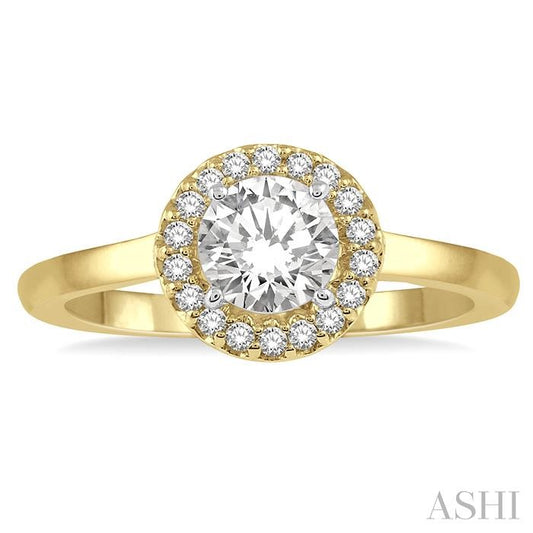 ASHI Round Shape Halo Diamond Engagement Ring 257L5PPFHYW-LE