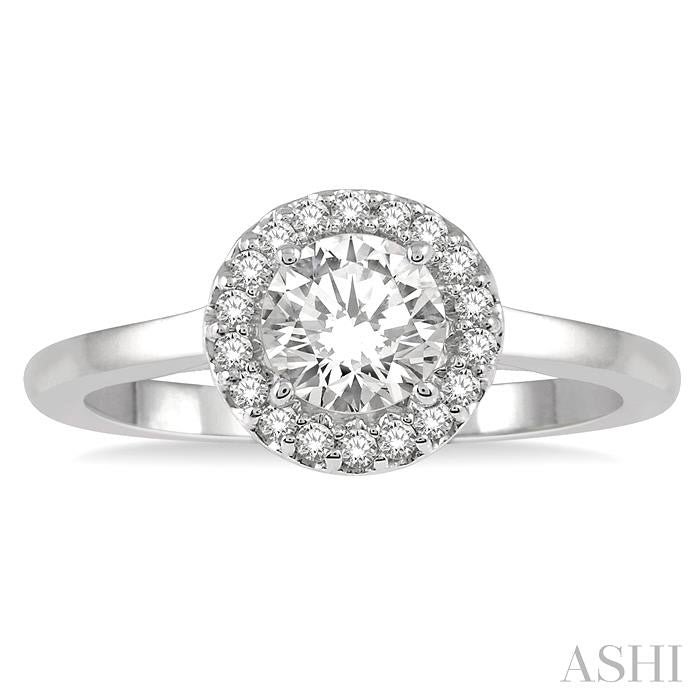 ASHI Round Shape Semi-Mount Halo Diamond Engagement Ring 257L9PPFHWG-SM