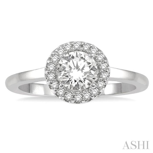 ASHI Round Shape Semi-Mount Halo Diamond Engagement Ring 257L9PPFHWG-SM