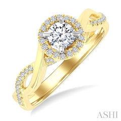 ASHI Round Shape Halo Diamond Engagement Ring 257M3PPFGYW-LE-RD