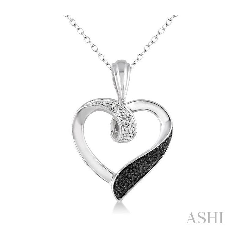 ASHI Silver Heart Shape Black Diamond Fashion Pendant 87218PPSSSLPD
