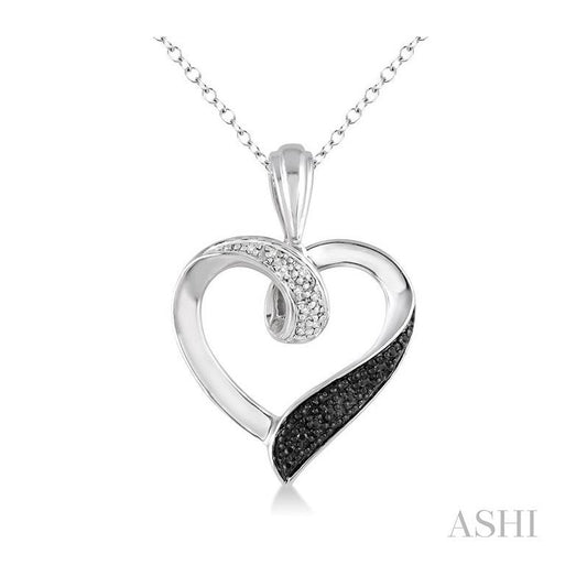 ASHI Silver Heart Shape Black Diamond Fashion Pendant 87218PPSSSLPD