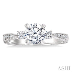 ASHI Round Shape Past Present & Future Semi-Mount Diamond Engagement Ring 25887PPFGWG-SM-0.20