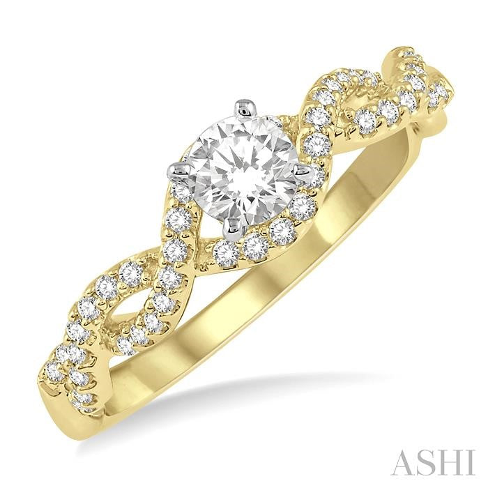 ASHI Round Shape Semi-Mount Diamond Engagement Ring 258J7PPFHYW-SM