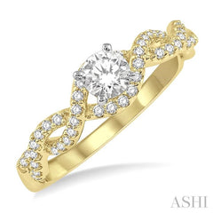 ASHI Round Shape Semi-Mount Diamond Engagement Ring 258J7PPFHYW-SM