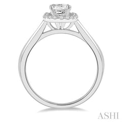 ASHI Princess Shape Semi-Mount Halo Diamond Engagement Ring 258L9PPFHWG-SM