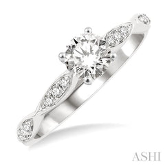 ASHI Round Shape Semi-Mount Diamond Engagement Ring 258M8PPFGWG-SM-RD