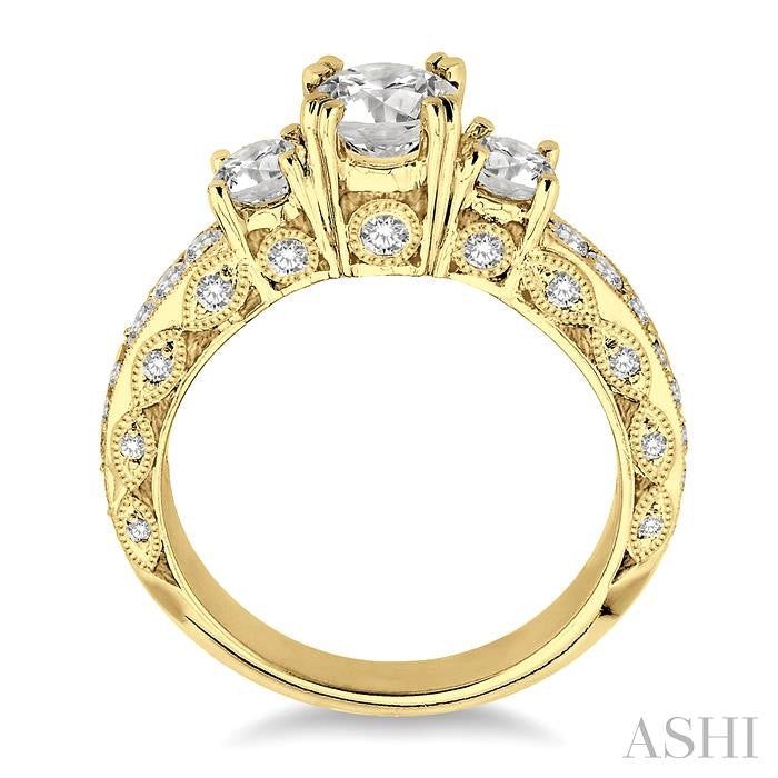 ASHI Round Shape Past Present & Future Semi-Mount Diamond Engagement Ring 25900PPFRYG-SM-1.15