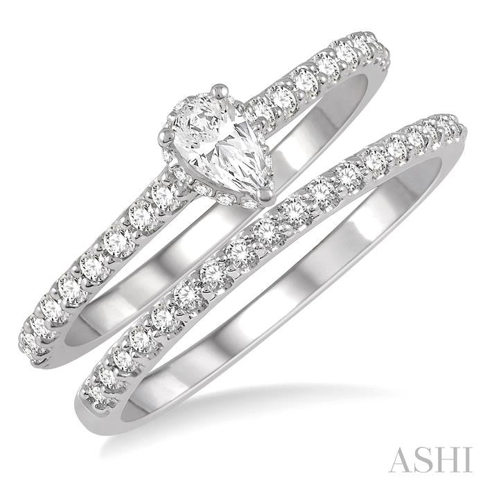 ASHI Pear Shape Diamond Wedding Set 259J2PPFHWG-WS-PR