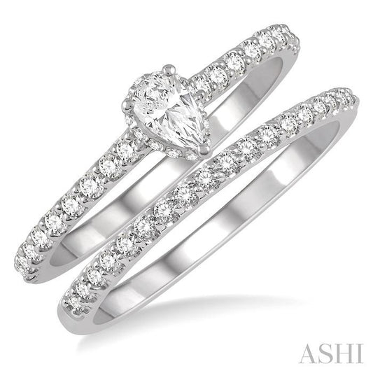 ASHI Pear Shape Diamond Wedding Set 259J2PPFHWG-WS-PR