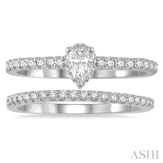 ASHI Pear Shape Diamond Wedding Set 259J2PPFHWG-WS-PR