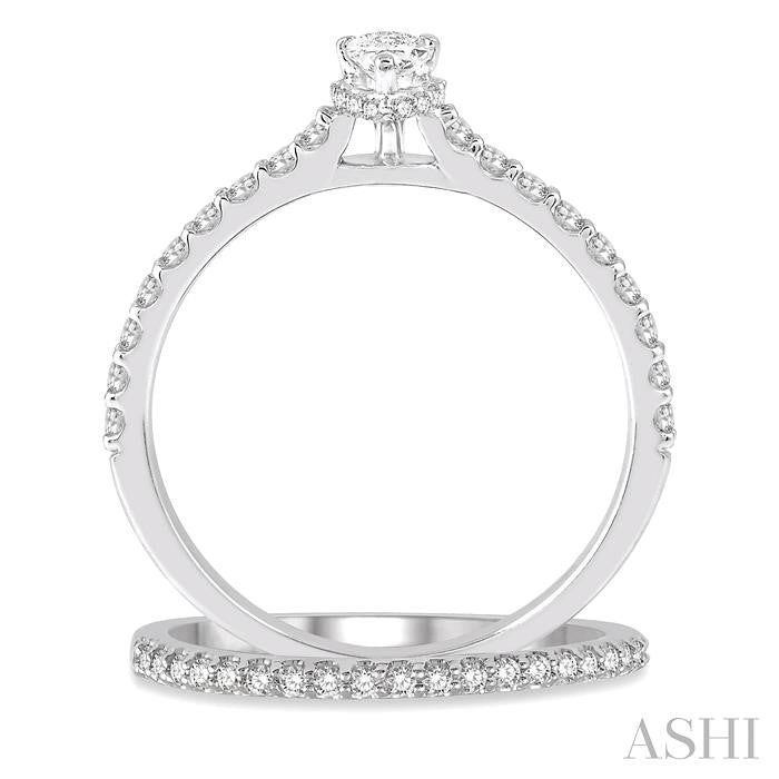 ASHI Pear Shape Diamond Wedding Set 259J2PPFHWG-WS-PR