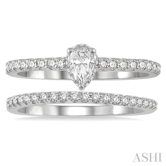 ASHI Pear Shape Diamond Wedding Set 259J3PPFHWG-WS-PR