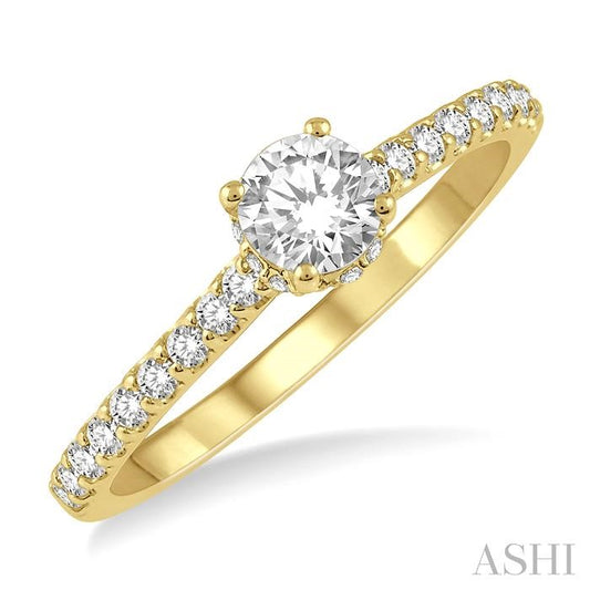 ASHI Round Shape Diamond Engagement Ring 259J3PPFHYG-LE
