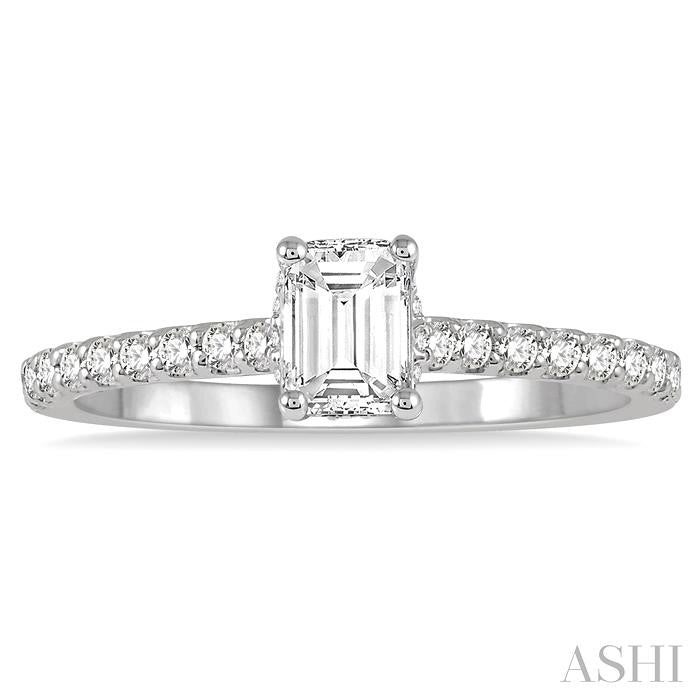 ASHI Emerald Shape Diamond Engagement Ring 259J4PPFGWG-LE-OC