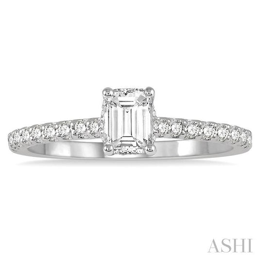 ASHI Emerald Shape Diamond Engagement Ring 259J4PPFGWG-LE-OC