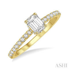 ASHI Emerald Shape Diamond Engagement Ring 259J4PPFGYG-LE-OC