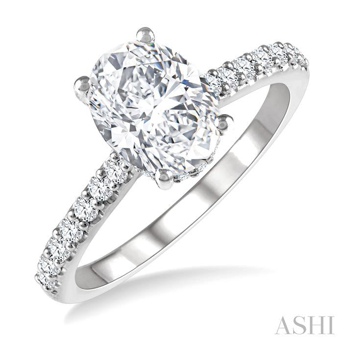 ASHI Oval Shape Semi-Mount Diamond Engagement Ring 259J5PPFGW-SM-OV-1.5