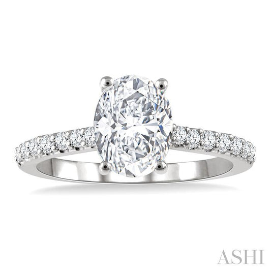 ASHI Oval Shape Semi-Mount Diamond Engagement Ring 259J5PPFGW-SM-OV-1.5