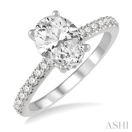 ASHI Oval Shape Semi-Mount Diamond Engagement Ring 259J5PPFHW-SM-OV-1CT