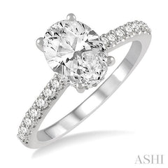 ASHI Oval Shape Semi-Mount Diamond Engagement Ring 259J5PPFHW-SM-OV-1CT