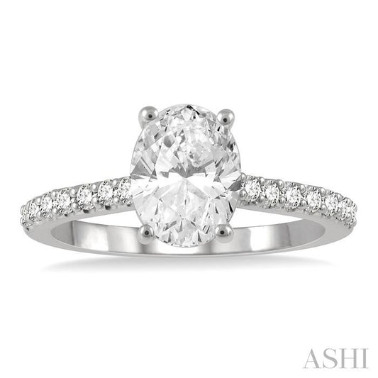 ASHI Oval Shape Semi-Mount Diamond Engagement Ring 259J5PPFHW-SM-OV-1CT