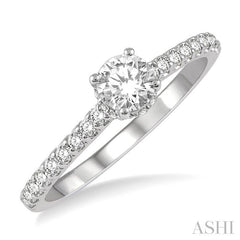 ASHI Round Shape Semi-Mount Diamond Engagement Ring 259J7PPFHWG-SM