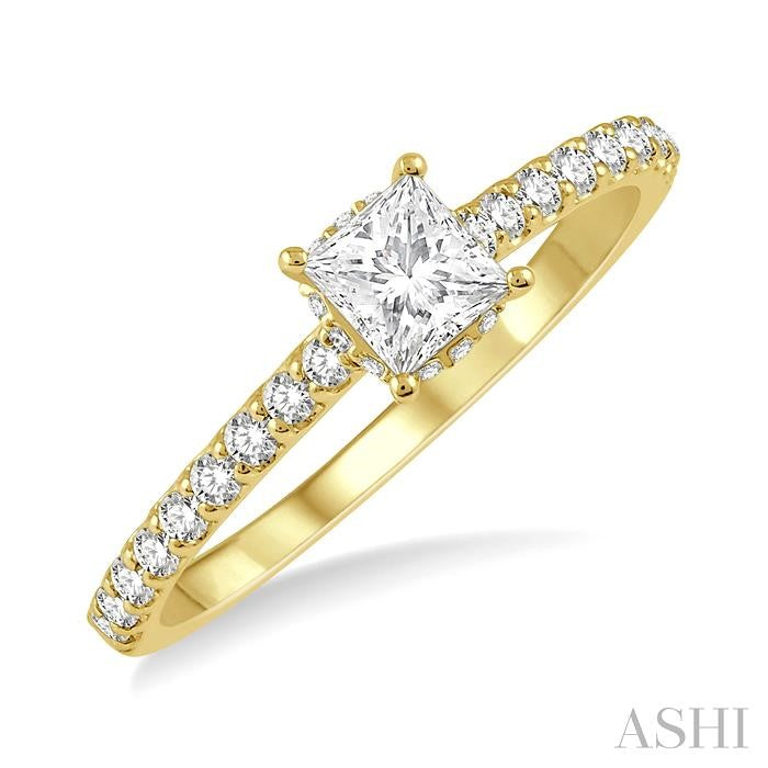 ASHI Princess Shape Semi-Mount Diamond Engagement Ring 259J7PPFHYG-SM-PRN