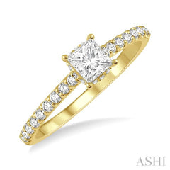 ASHI Princess Shape Semi-Mount Diamond Engagement Ring 259J7PPFHYG-SM-PRN