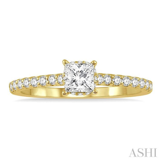 ASHI Princess Shape Semi-Mount Diamond Engagement Ring 259J7PPFHYG-SM-PRN