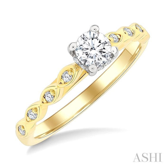 ASHI Round Shape Semi-Mount Diamond Engagement Ring 259M8PPFGYW-SM-RD