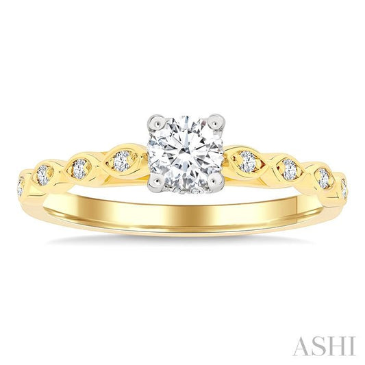 ASHI Round Shape Semi-Mount Diamond Engagement Ring 259M8PPFGYW-SM-RD