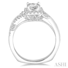 ASHI Princess Shape Halo Diamond Engagement Ring 261D2PPFHWG-LE