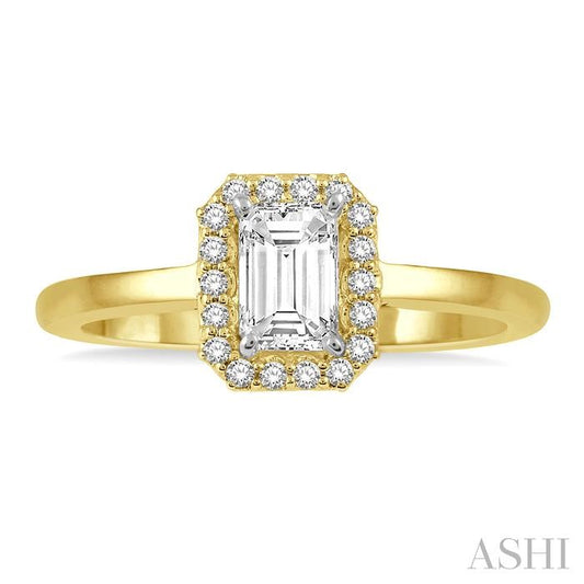 ASHI Emerald Shape Halo Diamond Engagement Ring 261L5PPFHYW-LE
