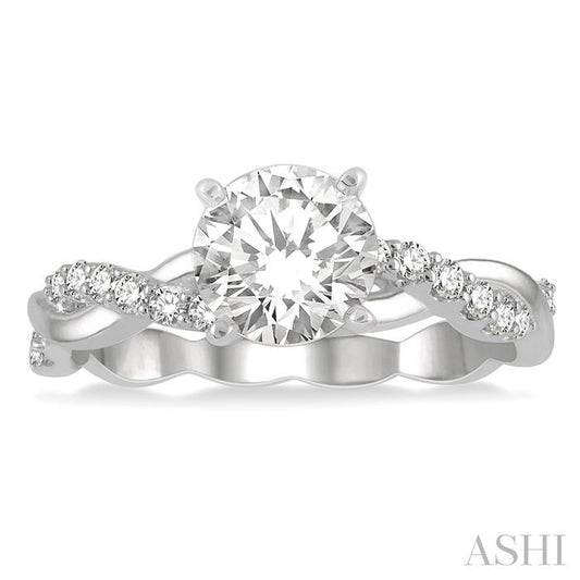 ASHI Round Shape Semi-Mount Diamond Engagement Ring 263J7PPFGWG-SM