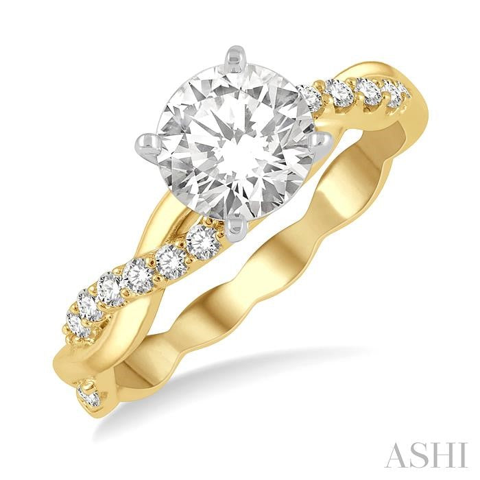 ASHI Round Shape Semi-Mount Diamond Engagement Ring 263J7PPFGYW-SM