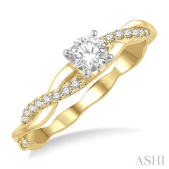 ASHI Round Shape Semi-Mount Diamond Engagement Ring 263J8PPFGYW-SM