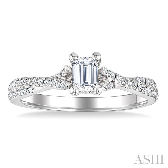 ASHI Emerald Shape Diamond Engagement Ring 263M3PPFGWG-LE-OC