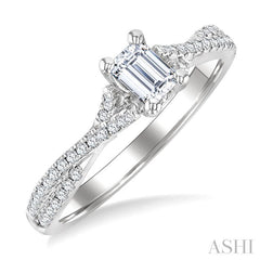 ASHI Emerald Shape Semi-Mount Diamond Engagement Ring 263M6PPFGWG-SM-OC