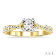ASHI Oval Shape Semi-Mount Diamond Engagement Ring 263M6PPFGYW-SM-OV