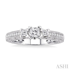 ASHI Princess Shape Past Present & Future Diamond Engagement Ring 26423PPFHWG-LE
