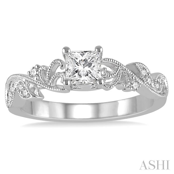 ASHI Princess Shape Semi-Mount Diamond Engagement Ring 265D9PPFHWG-SM