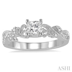 ASHI Princess Shape Semi-Mount Diamond Engagement Ring 265D9PPFHWG-SM